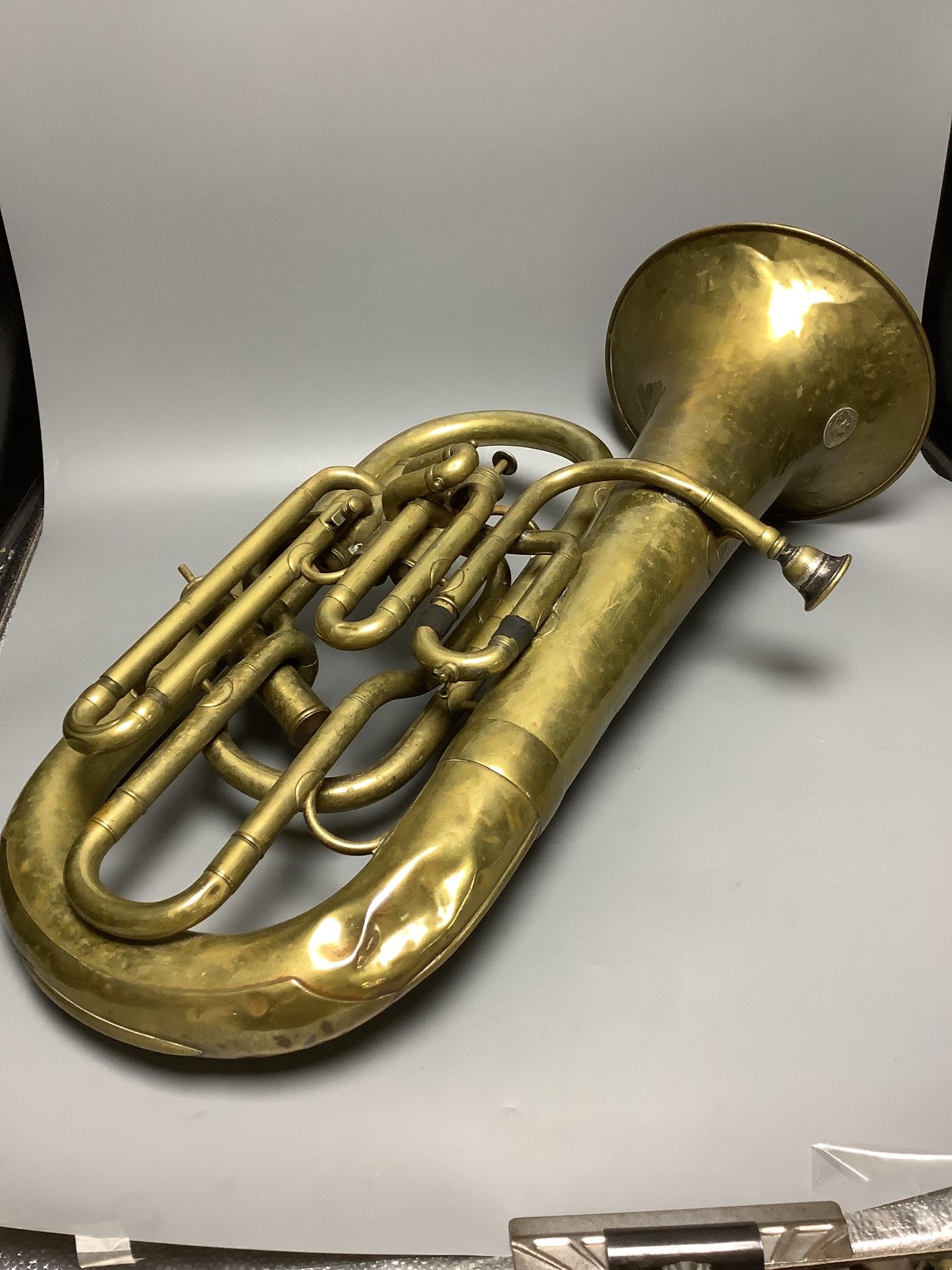 A cased Excelsior Rivière & Hawkes euphonium